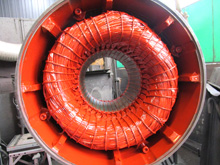 コイル巻替・ワニス処理・乾燥・赤ニス処理完了